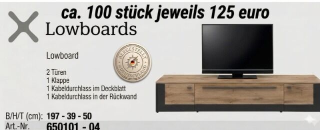 Wohnwand Vitrine Lowboard Highboard Hängeschrank ab 100 bis 150 Euro pro Teil 1a Ware OVP DE Qualitet
