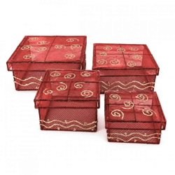 Dekotablett mit Deckel bordeaux 20 cm 4er Set