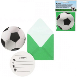 Invitation cards soccer 10 cm 6 pcs.