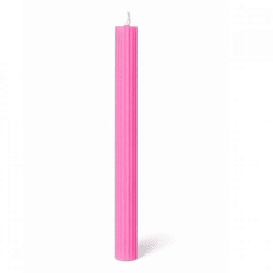 (R) Tischkerze Gerippt neon pink 2,2 x 24 cm