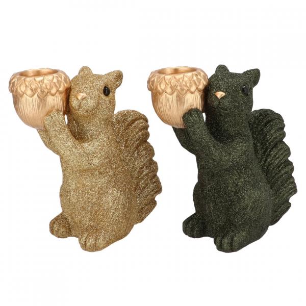 Bowl Jingle squirrel standing green/gold 16 cm 2 assorted