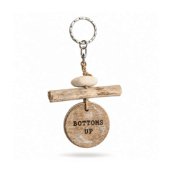Schlüsselanhänger Bottoms Up Holz natur 13 cm
