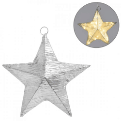 Christmas star LED on battery fabric silver 30 cm