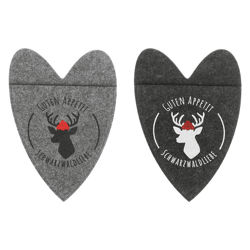 Cutlery bag felt heart black forest love 2/s