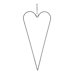 Hanger heart on jute ribbon, black, M, approx. 17x38cm