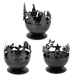 Candle holder Xmas black, 3/s, approx.9cmD