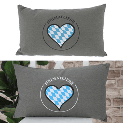Cushion Heimatliebe, 2/s gray approx. 50x30cm