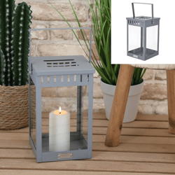 Living lantern, square, gray, approx. 25cmH