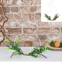 Metal rabbit with flowers, S, approx. 32cmH