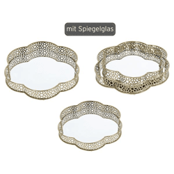 Tray with mirror, Oriental, gold, set of 2