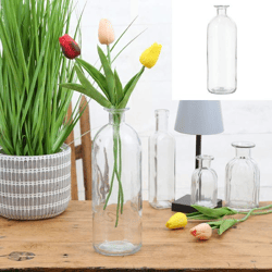 Vase, glass, bottle, round, L, ca.8,5x26cmH