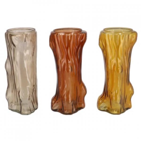 Vase Baum braun/gelb 19 cm 3 Stück sortiert
