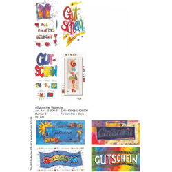 Gutscheinkarten - 100 Stück - 8 Motive