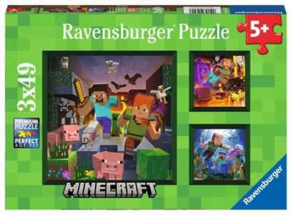 Minecraft Biomes - Puzzle - 3 x 49 Teile