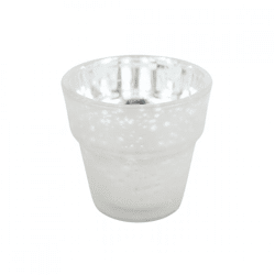 Teelichthalter Basic mattiertes Glas silber 7 cm