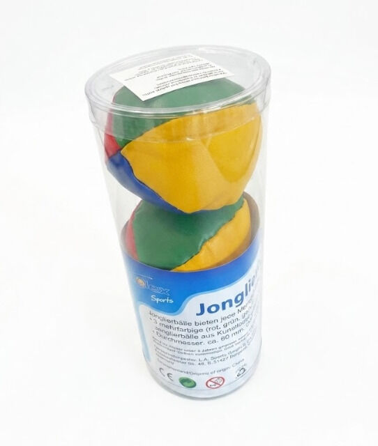 3er Set bunte Jonglierbälle, 60 mm Durchmesser, 90 Gramm Gewicht, aus Kunstleder (PU)