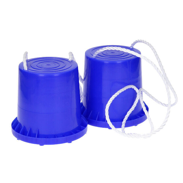 Ein Paar Topfstelzen in blau, 12 cm Höhe, 13 cm Durchmesser