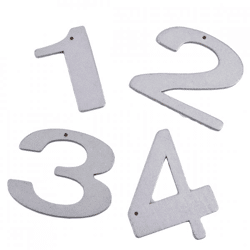 Dekoration Buchstaben 1,2,3,4 silber 6 cm