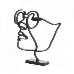 Licht & Wohnen Skulptur Gesicht mattschwarz 35 cm