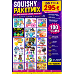 Squishy Paketmix 100 Teile | Fidget Toys Mix | Restposten Großhandel | Wiederverkäufer Ware | Trendspielzeug