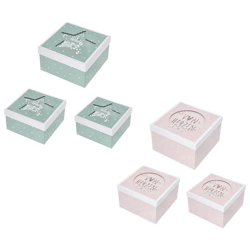 Box set w. window, glitter, square, 2/s, set of 3