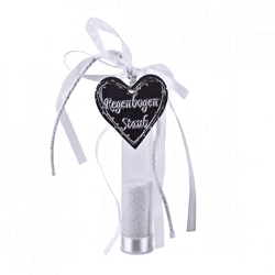 Geschenkanhänger Regenbogen Stoff Glitzer weiß 10 cm