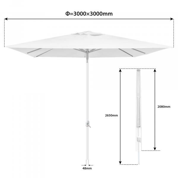 interpara Sonnenschirm 3,5 m, Gestell weiß