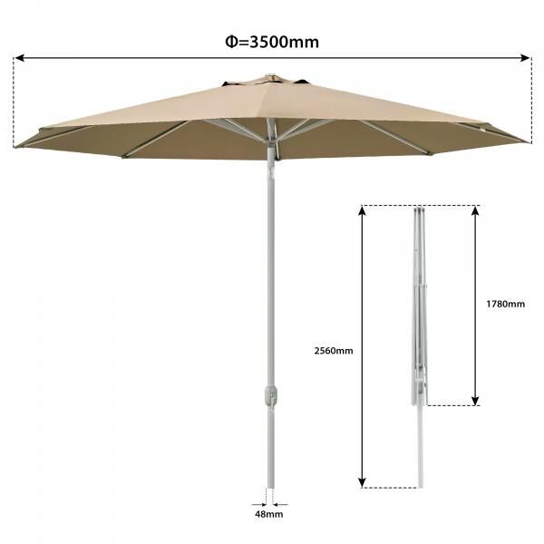 interpara Sonnenschirm 3 x 3 m, Gestell silber