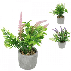 Künstliche Pflanze Lavendel im Zementtopf 22 cm 3 assorti