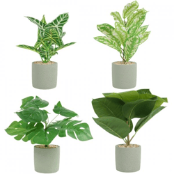 Kunstplant in cementen pot 4 assorti 35 cm