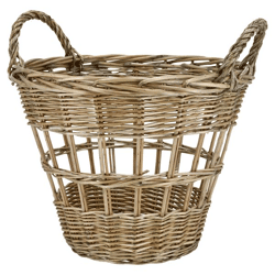 Rattan basket with handles, approx. 39x30cmH