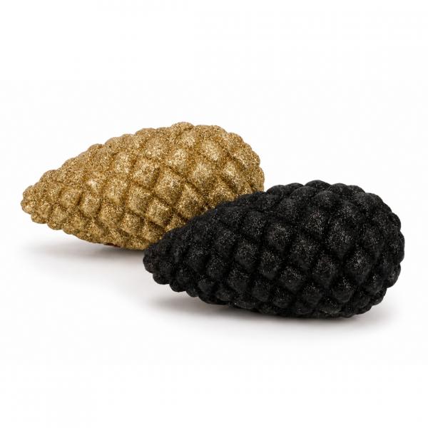Statue Jingle Pinecone schwarz/gold 13 cm 2 Stück sortiert