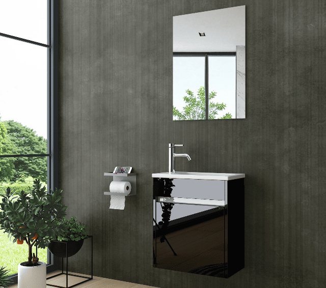 Badmöbel-Set Badmöbel set Schwarz Weiß Hochglanz,Eiche Matt, Badezimmer Möbel