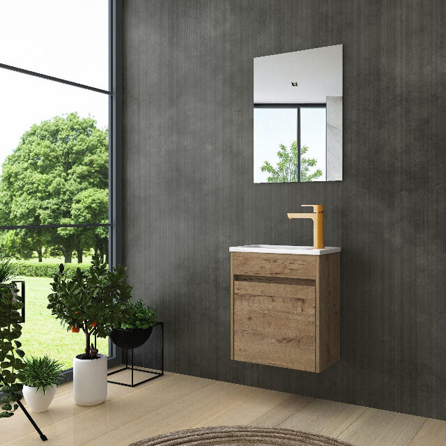 Badmöbel-Set Badmöbel set Schwarz Weiß Hochglanz,Eiche Matt, Badezimmer Möbel