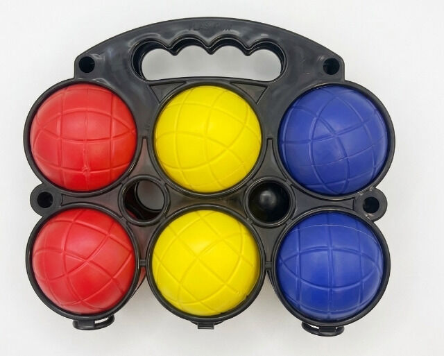 Boule Set, 6 Kunststoffkugeln in drei Farben, 1 Zielkugel, Kunststoffkoffer