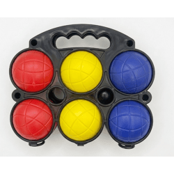 Boule Set, 6 Kunststoffkugeln in drei Farben, 1 Zielkugel, Kunststoffkoffer