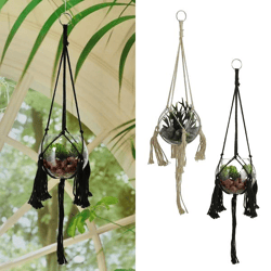Hanging basket artificial macramé flower, beige, 2/s, approx. 60cmL
