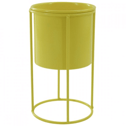 Housevitamin Blumentopf auf Ständer Metall gelb 19 cm