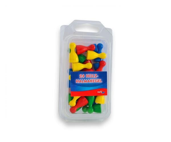 Noris - 24 bunte Halmakegel aus Holz