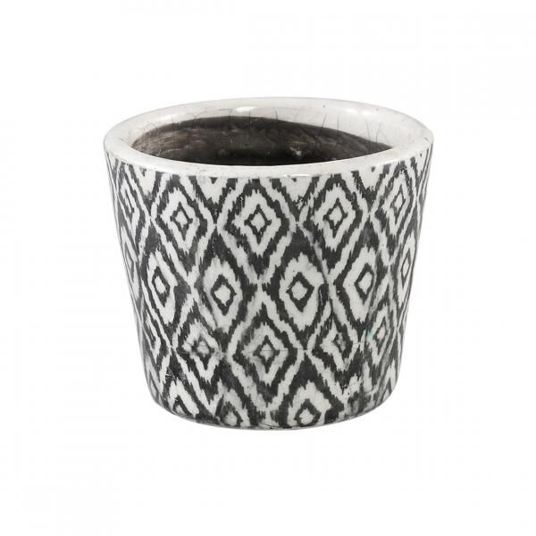 PTMD Blumentopf Beire M ikat Druck schwarz/weiß 12 cm