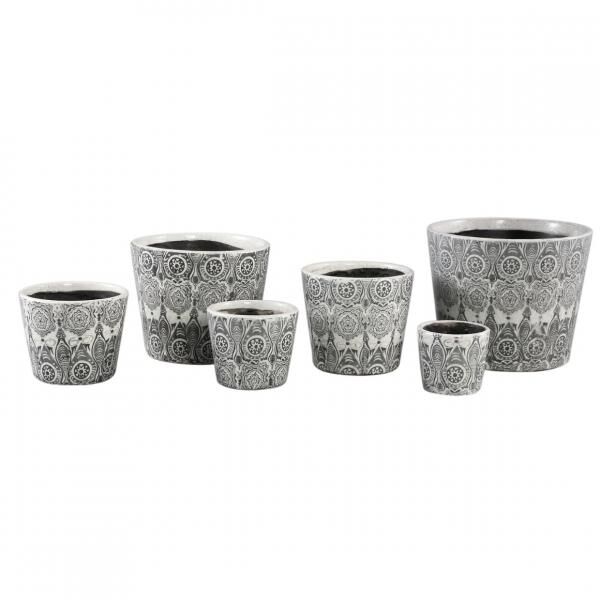 PTMD Blumentopf Beire S deco print schwarz/weiß 10 cm