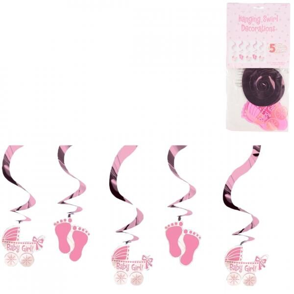 Spiralförmiger Anhänger Baby Girl Folie 61 cm 5er Set