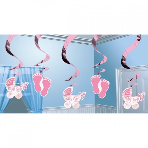 Spiralförmiger Anhänger Baby Girl Folie 61 cm 5er Set
