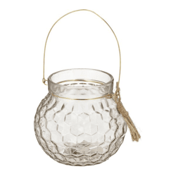 Windlicht  Glas mit Bügel, 12cmH
