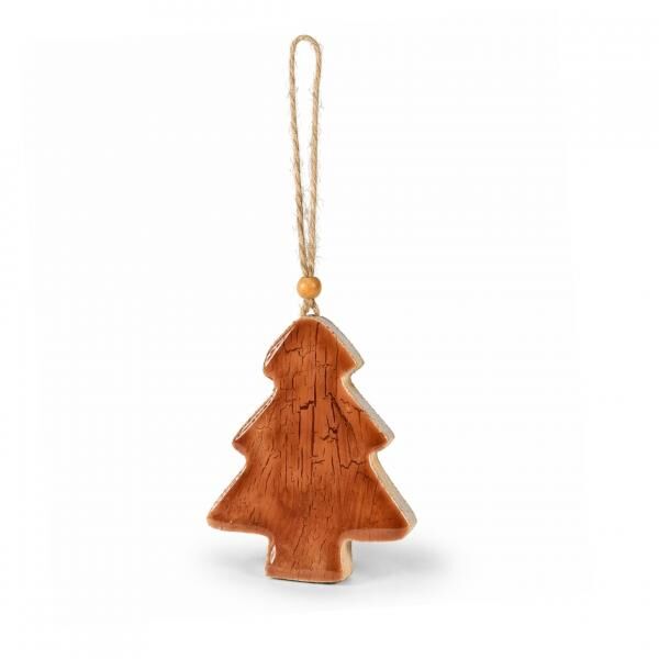 J-Line Weihnachtsaufhänger Tannenbaum Holz braun 11 cm