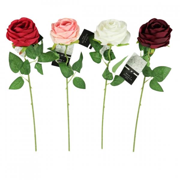 Künstliche Blume Rose 50 cm 4 Stück sortiert