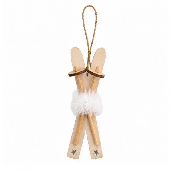 Stern Fabrik Weihnachtsaufhänger Ski Holz 10 cm