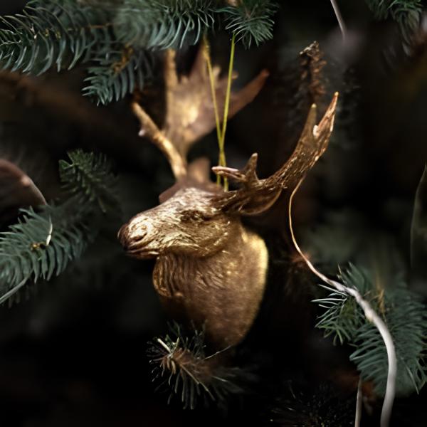 Weihnachts-Anhänger Elch gold 12 cm
