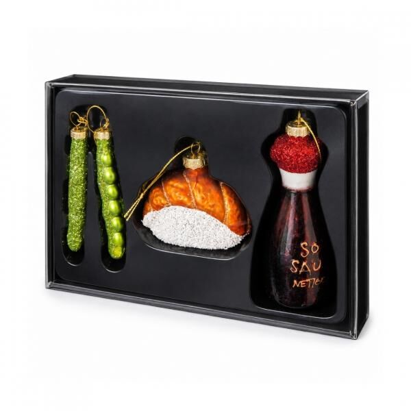 Weihnachtskugel Glas Sushi Lover 12 cm 3er Set