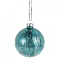 Wilko Weihnachtskugel blau marmoriert Glitzereffekt 8 cm 6 Stück